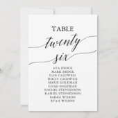 黒いエレガントテーブル番号26座席表 招待状 (裏面)