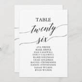 黒いエレガントテーブル番号26座席表 招待状 (正面/裏面)