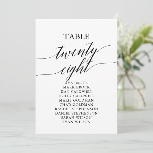 黒いエレガントテーブル番号28座席表 招待状 (スタンド正面)