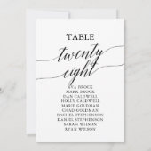 黒いエレガントテーブル番号28座席表 招待状 (裏面)