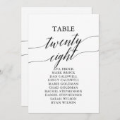 黒いエレガントテーブル番号28座席表 招待状 (正面/裏面)