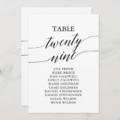 黒いエレガントテーブル番号29座席表 招待状 (正面/裏面)