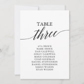 黒いエレガントテーブル番号3座席表 招待状 (正面)