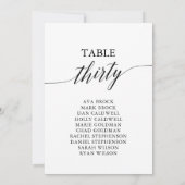 黒いエレガントテーブル番号30座席表 招待状 (裏面)