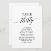 黒いエレガントテーブル番号30座席表 招待状 (正面/裏面)