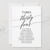 黒いエレガントテーブル番号34座席表 招待状 (裏面)