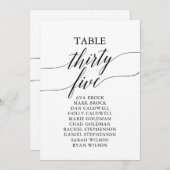 黒いエレガントテーブル番号35座席表 招待状 (正面/裏面)