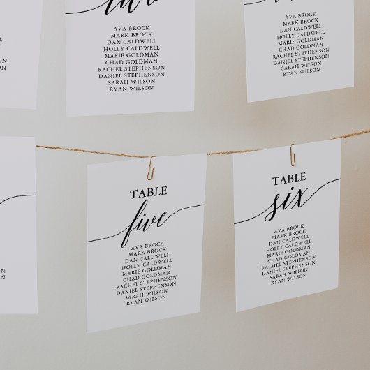 黒いエレガントテーブル番号6の座席表 招待状