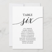 黒いエレガントテーブル番号6の座席表 招待状 (正面)