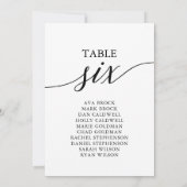 黒いエレガントテーブル番号6の座席表 招待状 (裏面)