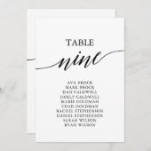 黒いエレガントテーブル番号9の座席表 招待状 (正面/裏面)