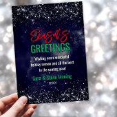 黒いエレガントネイビー大理石アートグリッター シーズンカード