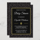 黒いエレガントパンサージャガースポットベビーシャワー 招待状 (正面/裏面)