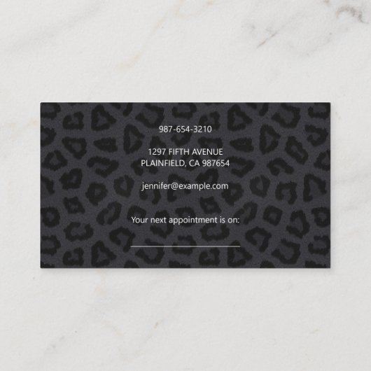 黒いエレガントヒョウ斑点 予約カード (裏面)
