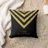 黒いエレガントファミリ名シェブロン模様 クッション (ブランケット)