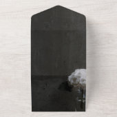 黒いエレガントフローラすべて1つの結婚式の招待 オールインワン招待状 (外側)