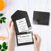 黒いエレガントフローラすべて1つの結婚式の招待 オールインワン招待状