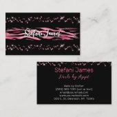 黒いエレガントホットピンクフォイルタイガーブラシストローク 名刺 (正面/裏面)