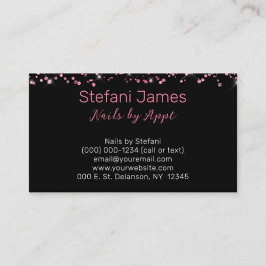 黒いエレガントホットピンクフォイルタイガーブラシストローク 名刺 (裏面)