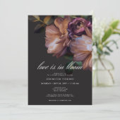 黒いエレガントムーディーなフローラ愛で開花シャワー 招待状 (スタンド正面)