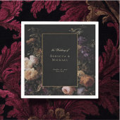 黒いエレガントロマンチックな結婚花 スタンダードカクテルナプキン