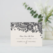 黒いエレガントヴィンテージレース結婚式は日付を保存 案内ポストカード (スタンド正面)