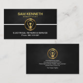 黒いエレガント列の金ゴールド電球の電気技師 名刺 (正面/裏面)