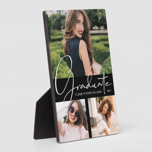 黒いエレガント卒業写真 フォトプラーク (側面)
