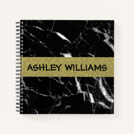 黒いエレガント大理石と金ゴールド ノートブック