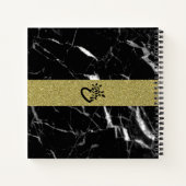 黒いエレガント大理石と金ゴールド ノートブック (裏面)