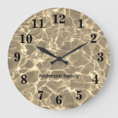 黒いエレガント数字の海写真のパーソナライズ ラージ壁時計 (正面)