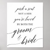 黒いエレガント書道がシートの標識を選ぶ ポスター (正面)