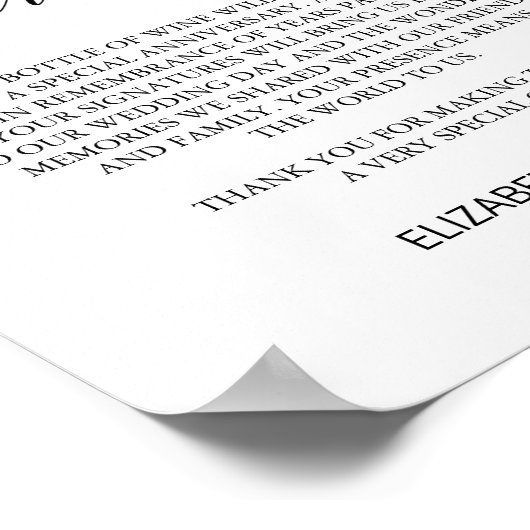 黒いエレガント書道がワインの看板 ポスター (角)