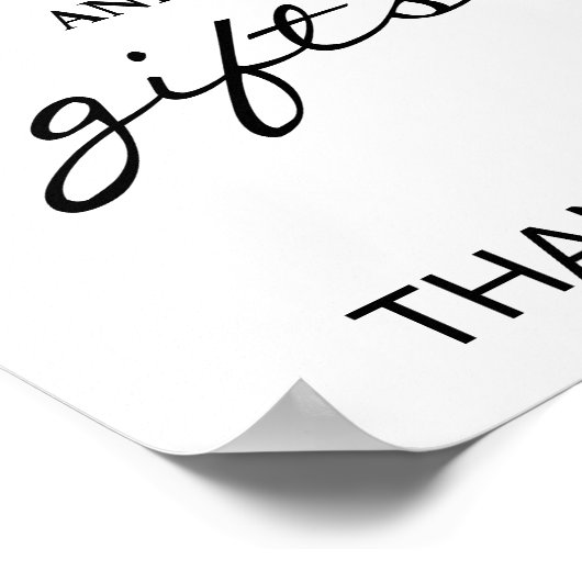 黒いエレガント書道のカードとギフトの看板 ポスター (角)