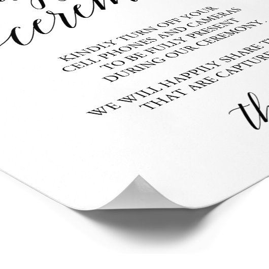 黒いエレガント書道のプラグ抜き式サイン ポスター (角)