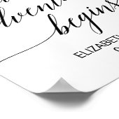 黒いエレガント書道の冒険が始まるサイン ポスター (角)