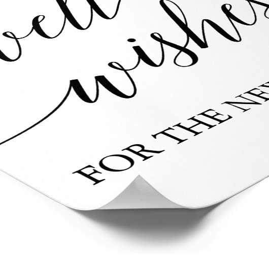 黒いエレガント書道の願いのサイン ポスター (角)