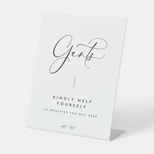 黒いエレガント書道ガントバスルームの標識 台座サイン (正面)