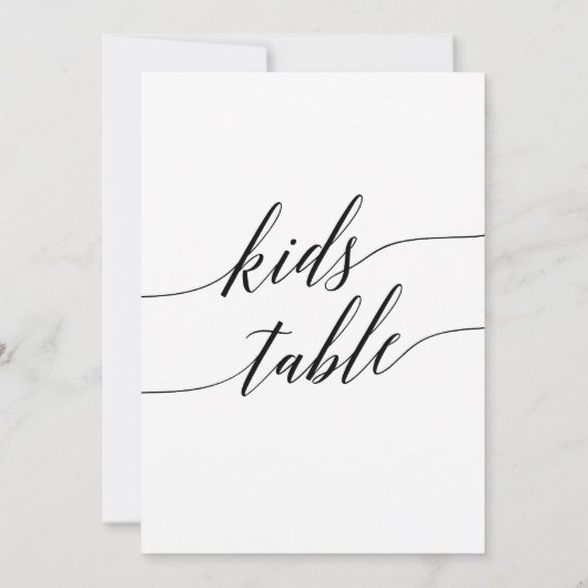 黒いエレガント書道キッズテーブルサイン5x7" 招待状 (裏面)