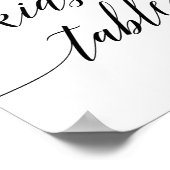 黒いエレガント書道キッズテーブルサイン ポスター (角)