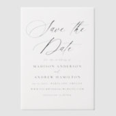 黒いエレガント書道結婚式の日付を保存 ベラム紙招待状 (正面)