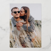 黒いエレガント書道結婚式の日付を保存 箔招待状 (裏面)