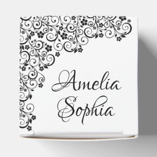 黒いエレガント渦巻き形と花キンチェニェラ フェイバーボックス (上部)