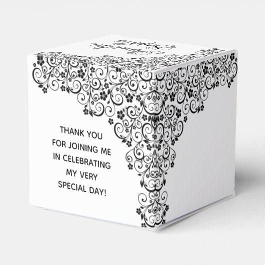 黒いエレガント渦巻き形と花キンチェニェラ フェイバーボックス (裏面サイド)