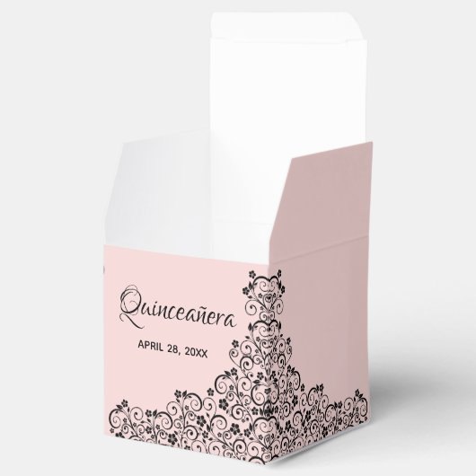 黒いエレガント渦巻き赤面ピンクキンセアニラ フェイバーボックス (オープン)