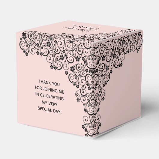 黒いエレガント渦巻き赤面ピンクキンセアニラ フェイバーボックス (裏面サイド)