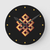 黒いエレガント結び目 ラウンド壁時計 (正面)