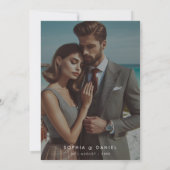 黒いエレガント結婚式の日付写真を保存 招待状 (裏面)