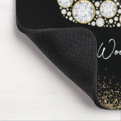 黒いエレガント背景に白いダイヤモンドの白鳥 マウスパッド (コーナー)