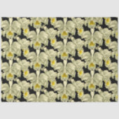 黒いエレガント背景に白い蘭の模様 薄葉紙 (正面)